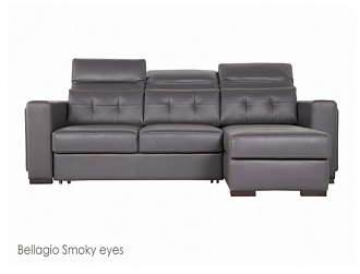 Угловой диван Торонто с канапе, Серый, Кожа Bellagio Smoky Eyes Home Collection