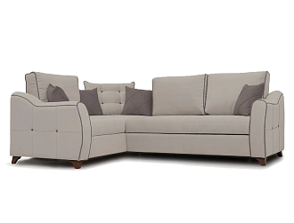 Диван угловой дельфин Френсис светло-бежевый / коричневый