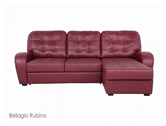 Угловой диван Монреаль с канапе, Бордовый, Кожа Bellagio Rubino Home Collection