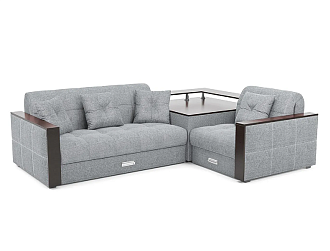 Диван угловой аккордеон Прага рогожка серая