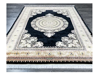 Иранский ковер из шёлка и модала «MASTERPIECE QUM» 017-21-BLACK GRAND MEDALION 200 x 303 см Мир ковров