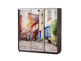 Шкаф-купе Лео 3-х дверный дворик / венге