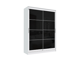 Шкаф-купе 2-х створчатый Гранд белый гладкий / лакобель черная