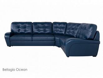 Угловой диван Монреаль с тумбой, Синий, Кожа Bellagio Ocean Home Collection