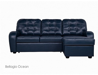 Угловой диван Сидней с канапе, Синий, Кожа Bellagio Ocean Home Collection
