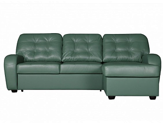 Угловой диван Сидней с канапе, Зеленый, Кожа Supreme Mint Home Collection