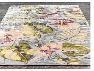 Индийский ковер из шерсти и арт-шёлка «RIVIERA» TROPICAL-FLOWERS-SILVER 240 x 340 см Мир ковров