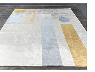 Индийский ковер из арт-шёлка «BAUHAUS» DESIGN №02-2-BLUE-GOLD 252 x 298 см Мир ковров