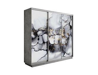 Шкаф-купе трехдверный Экспресс 2 бетон / фотопечать абстракция серая