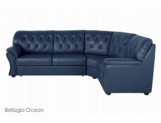 Угловой диван Ванкувер с тумбой, Синий, Кожа Bellagio Ocean Home Collection