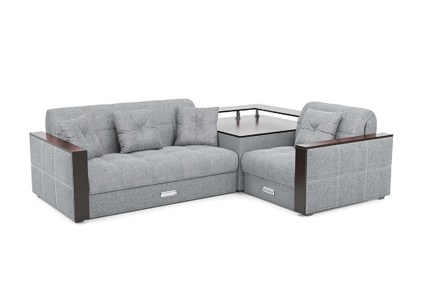 Диван угловой аккордеон Прага рогожка серая