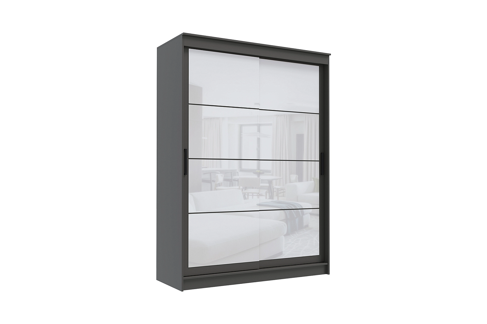 Шкаф-купе 2-х створчатый Гранд графит / лакобель белая