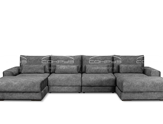 Модульный диван Палермо 2В/1 п-образный, серый