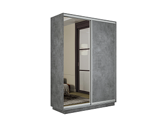 Шкаф-купе двухдверный с зеркалом Экспресс 2 бетон