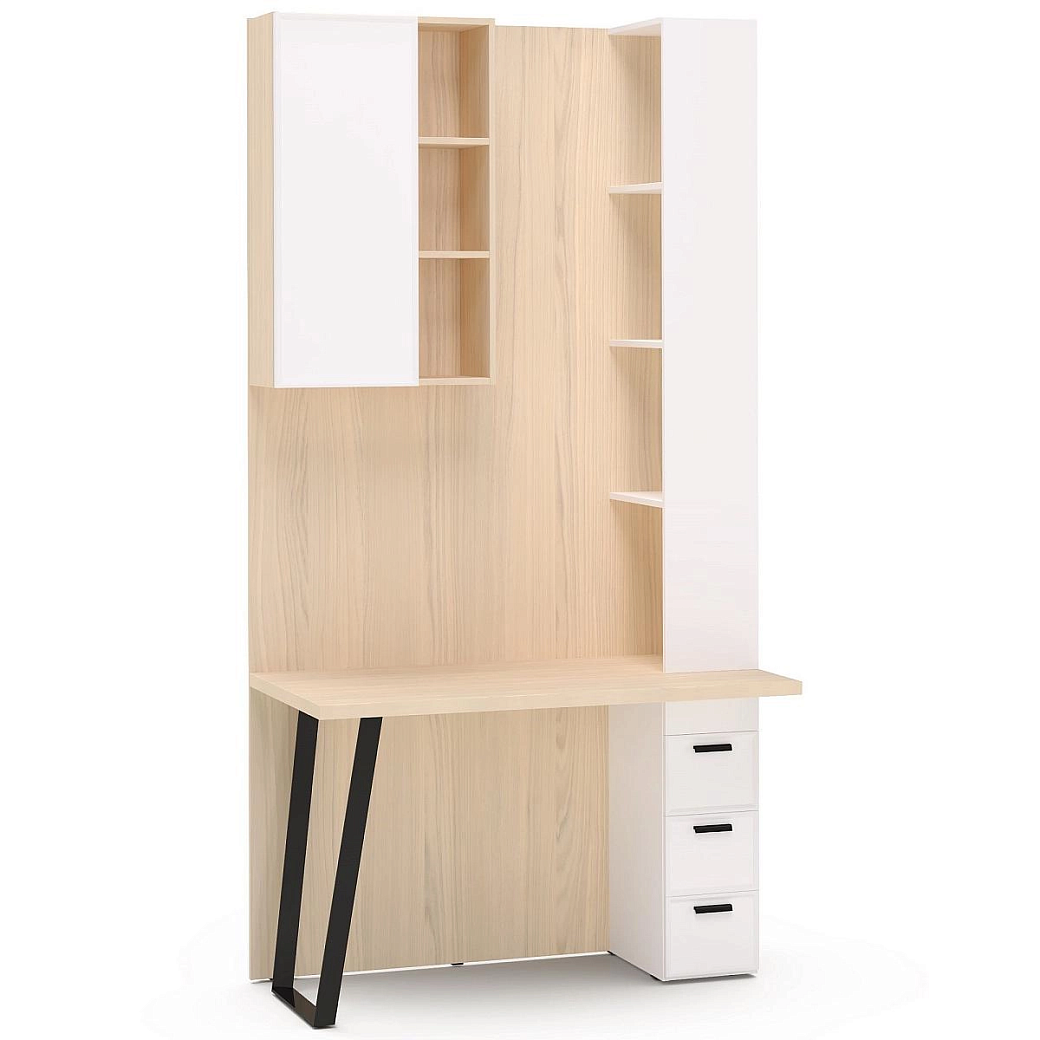 Стол письменный Римини белая с секцией