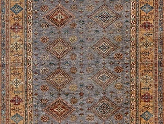 Пакистанский ковер из шерсти «KAZAK ROYAL» GRAY-GOLD(200x300) 200 x 300 см Мир ковров