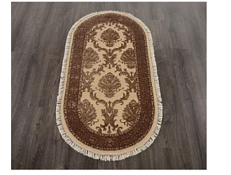 Индийский ковер из шерсти и арт-шёлка «KING OF AGRA» RO131-CRE-BRN(COF-2)(Oval) 125 x 180 см Мир ковров