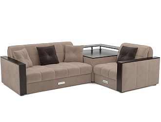 Диван угловой аккордеон Прага микровелюр бежевый