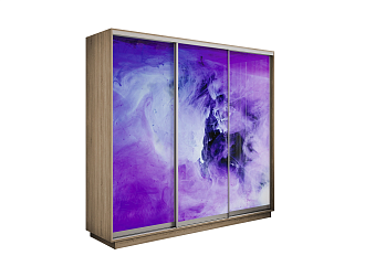 Шкаф-купе трехдверный Экспресс 2 дуб сонома / фотопечать фиолетовый дым