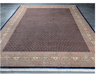Индийский ковер из шерсти и шёлка «TABRIZ MAHI AZIZ» HERATI-BLU 298 x 400 см Мир ковров