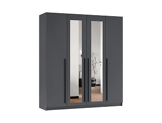 Шкаф 4-х створчатый Берген 2.0 м с зеркалами серый графит
