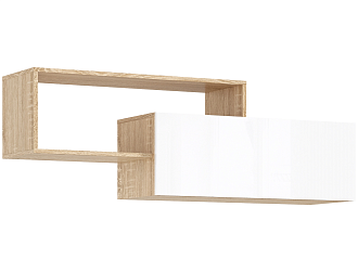 Полка 2-х ярусная Челси дуб сонома / белый глянец