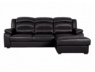 Угловой диван Модульный Денвер с канапе, Черный, Кожа Bellagio Carbon Home Collection