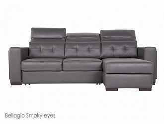 Угловой диван Торонто с канапе, Серый, Кожа Bellagio Smoky Eyes Home Collection