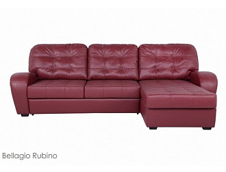 Угловой диван Монреаль с канапе, Бордовый, Кожа Bellagio Rubino Home Collection