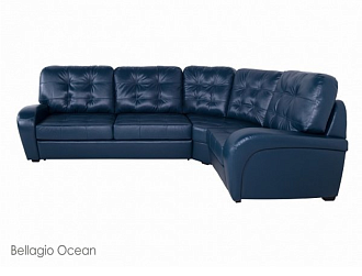 Угловой диван Монреаль с тумбой, Синий, Кожа Bellagio Ocean Home Collection
