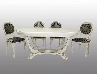 Стол "Румыния" новая 180/240 + 4 стула "Арго" с резьбой