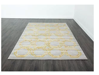Индийский ковер из арт-шёлка и шерсти «OCTAGON RUG» GREY-LIGHT GOLD Мир ковров