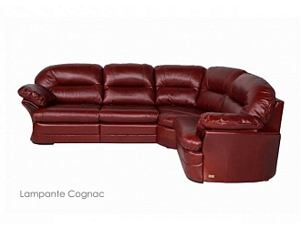 Угловой диван Брюссель с тумбой , Бордовый, Кожа Lampante Cognac Home Collection