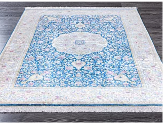 Иранский ковер из шёлка и модала «MASTERPIECE QUM» 021-22-POLONAISE-BLUE 143 x 217 см Мир ковров