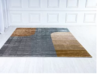 Индийский ковер из арт-шёлка «BAUHAUS» DESIGN №03-2-GREY-GOLD 251 x 301 см Мир ковров