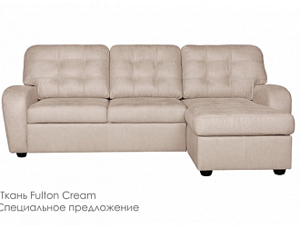 Угловой диван Сидней с канапе, Бежевый, Ткань Fulton Cream Home Collection