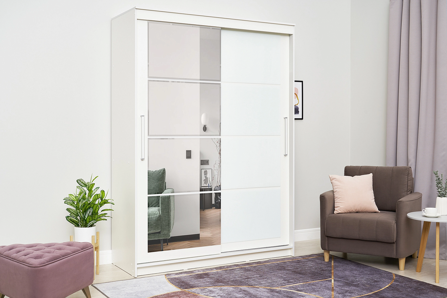 Шкаф-купе Кортни 1.6 м белый текстурный