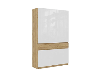 Шкаф 3-створчатый Бостон белый глянец / дуб крафт золотой