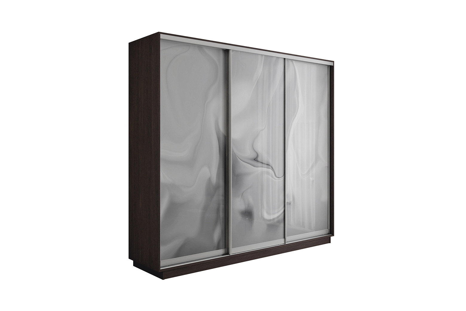 Шкаф-купе трехдверный Экспресс 2 венге / фотопечать шелк