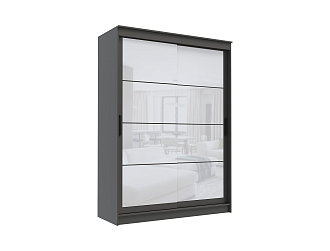 Шкаф-купе 2-х створчатый Гранд графит / лакобель белая