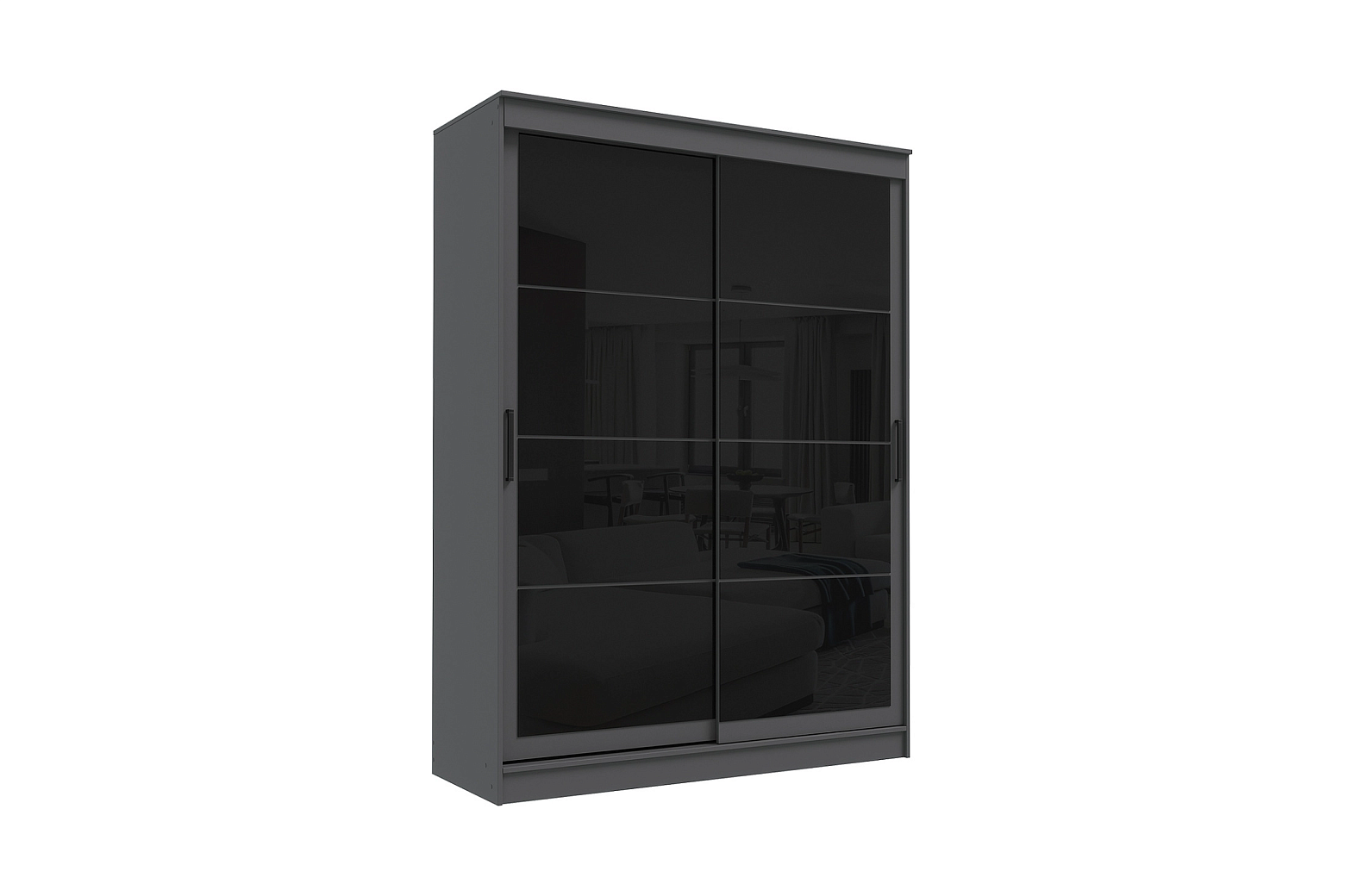 Шкаф-купе 2-х створчатый Гранд графит / лакобель черная