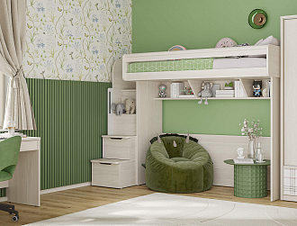 Кровать-Чердак Кембридж 3 с фронтальной лестницей