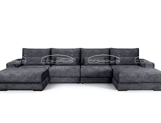 Модульный диван Палермо 2В/1 п-образный, черный