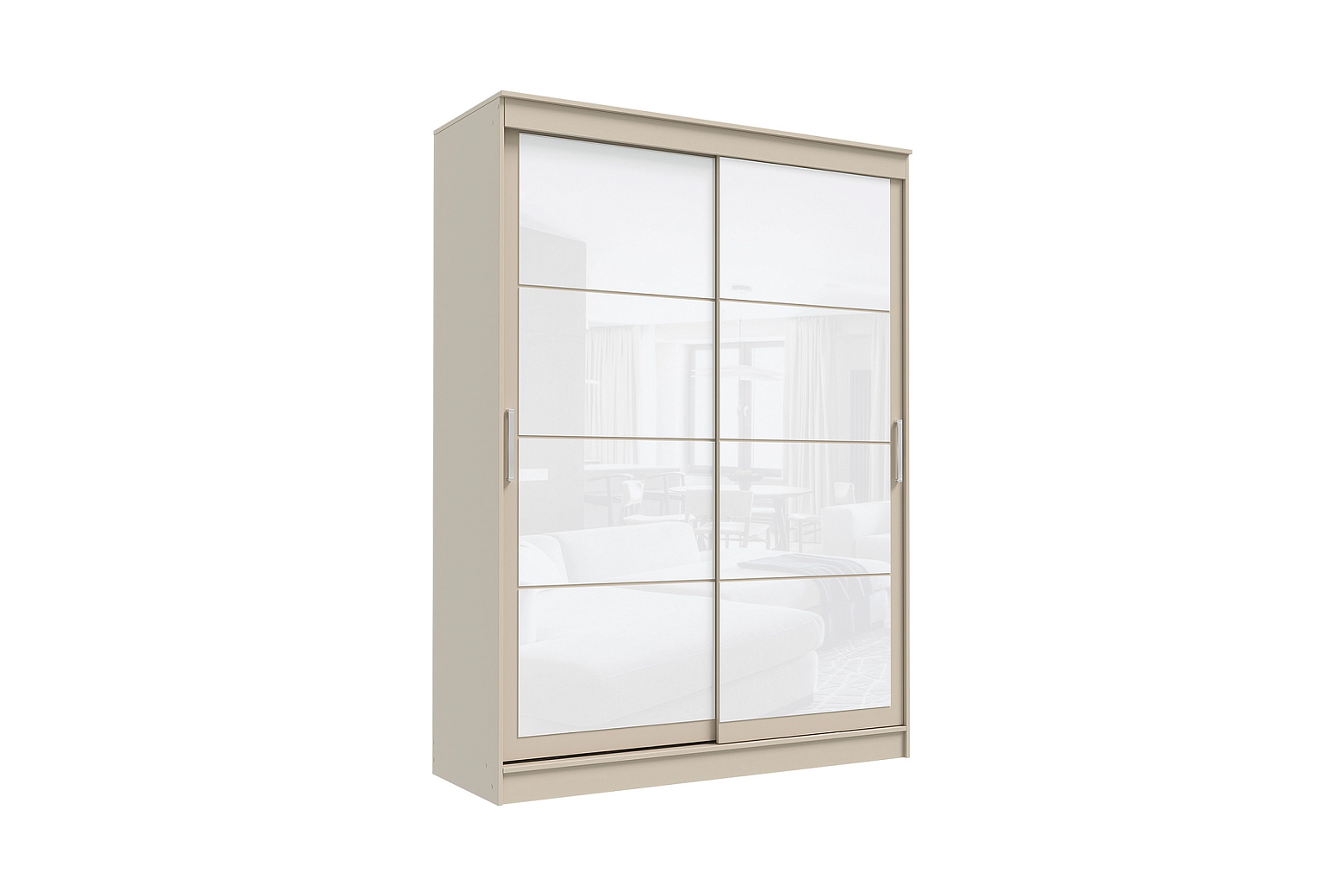 Шкаф-купе 2-х створчатый Гранд сатин / лакобель белая