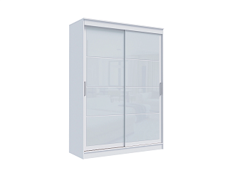 Шкаф-купе 2-х створчатый Гранд белый гладкий / лакобель белая