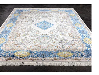 Иранский ковер из шёлка и модала «MASTERPIECE QUM» 035-23-15130-CREAM-BLUE Katrin 200 x 300 см Мир ковров