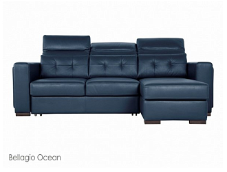 Угловой диван Торонто с канапе, Синий, Кожа Bellagio Ocean Home Collection