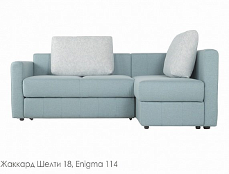 Угловой диван Смарт 220 с канапе и подлокотником , Голубой, Ткань Enigma 114 Home Collection