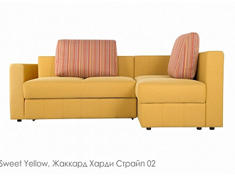 Угловой диван Смарт 220 с канапе и подлокотником , Желтый, Ткань Sweet Yellow Home Collection