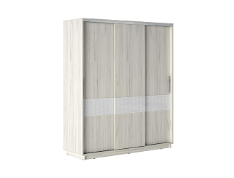 Шкаф-купе 3-х дверный с декором Стоун дуб крафт белый